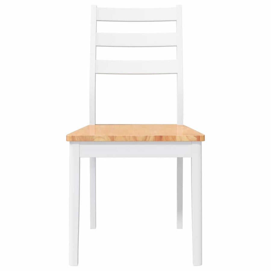 Eetkamerstoelen 2 st massief hout rubber wit