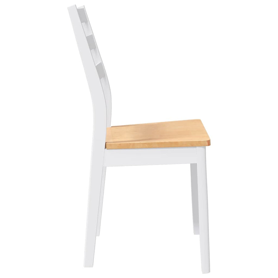 Eetkamerstoelen 2 st massief hout rubber wit