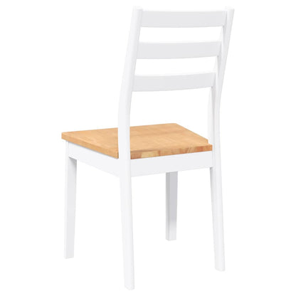 Eetkamerstoelen 2 st massief hout rubber wit
