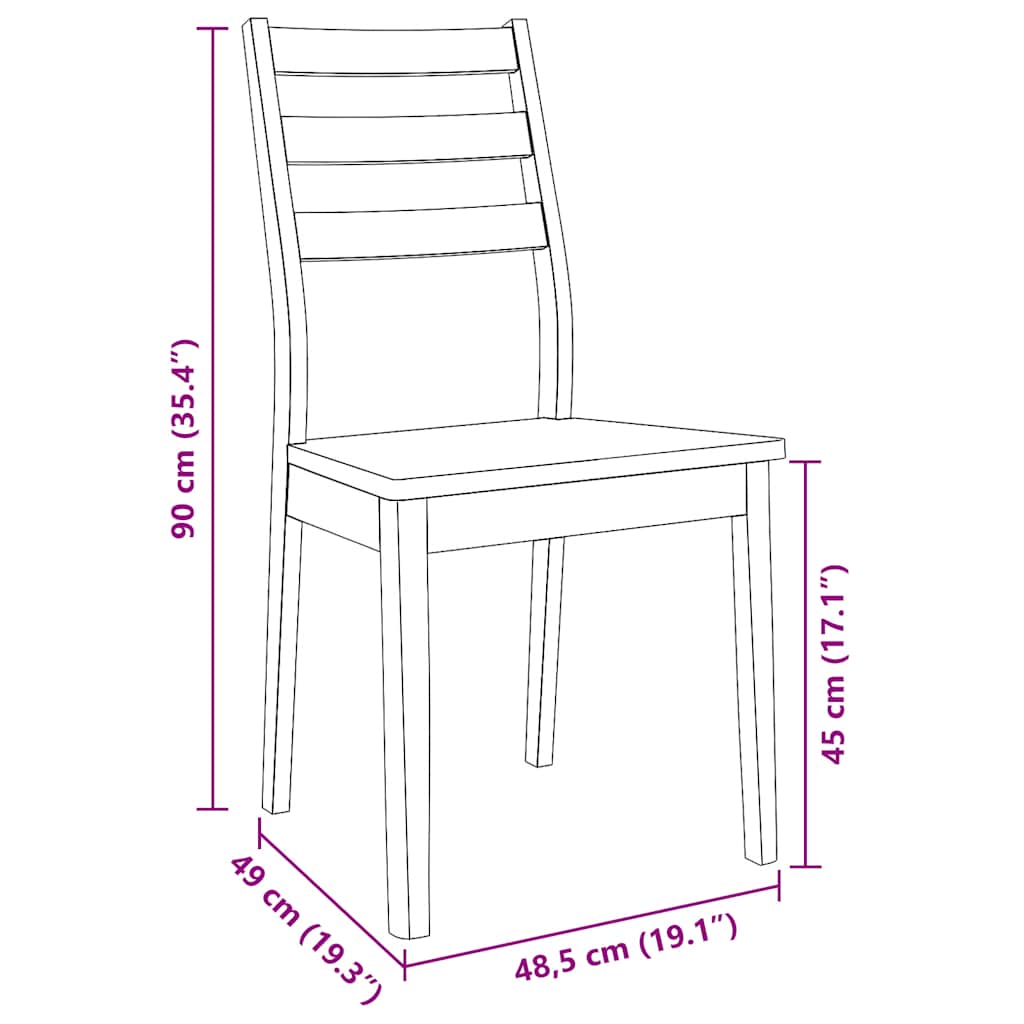 Eetkamerstoelen 2 st massief hout rubber wit