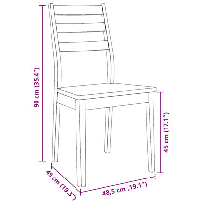 Eetkamerstoelen 2 st massief hout rubber wit