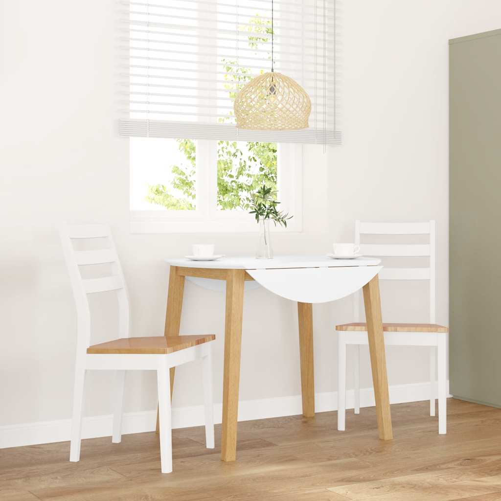 Eetkamerstoelen 2 st massief hout rubber wit