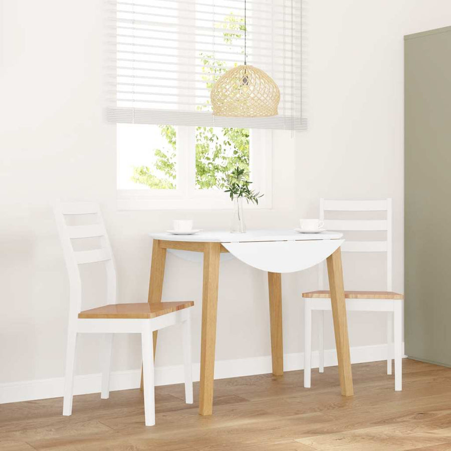 Eetkamerstoelen 2 st massief hout rubber wit