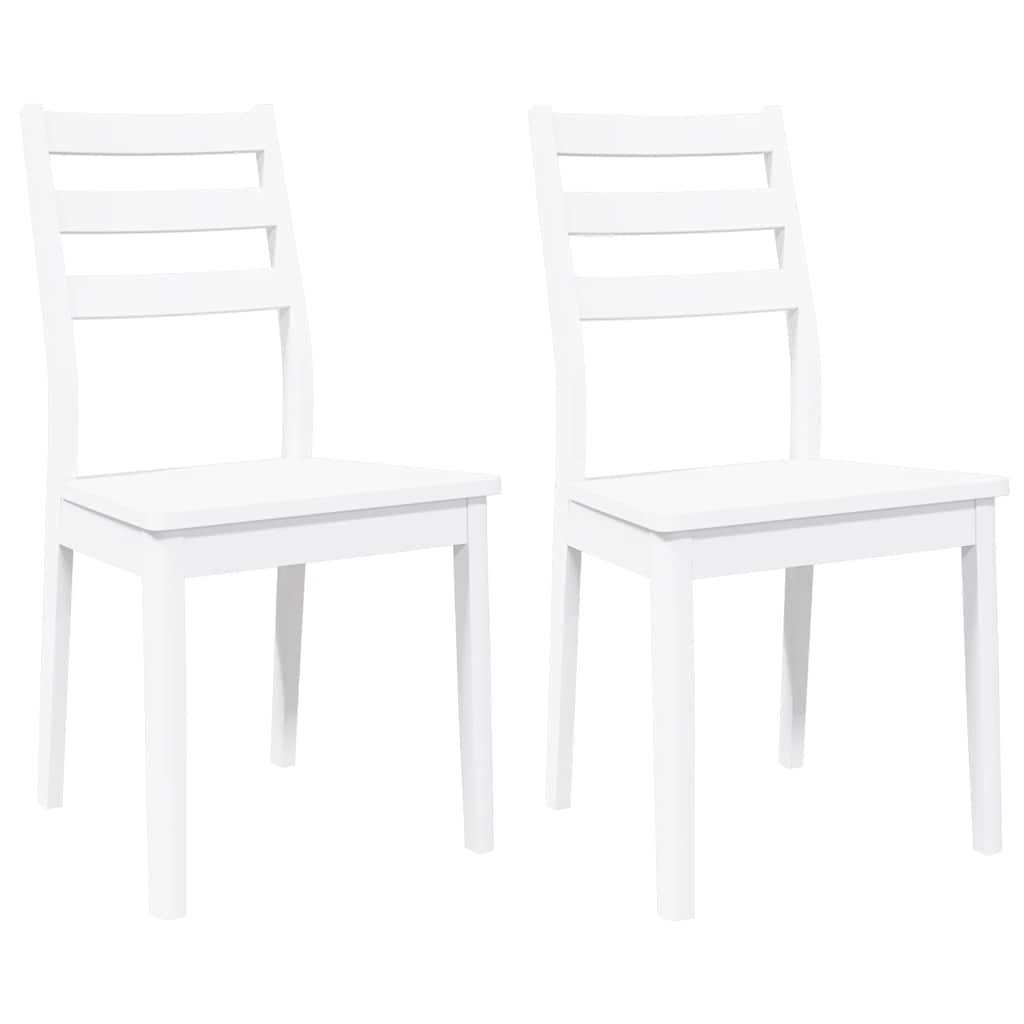 Eetkamerstoelen 2 st massief hout rubber wit
