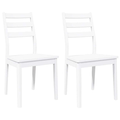 Eetkamerstoelen 2 st massief hout rubber wit