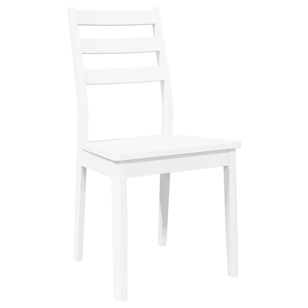 Eetkamerstoelen 2 st massief hout rubber wit