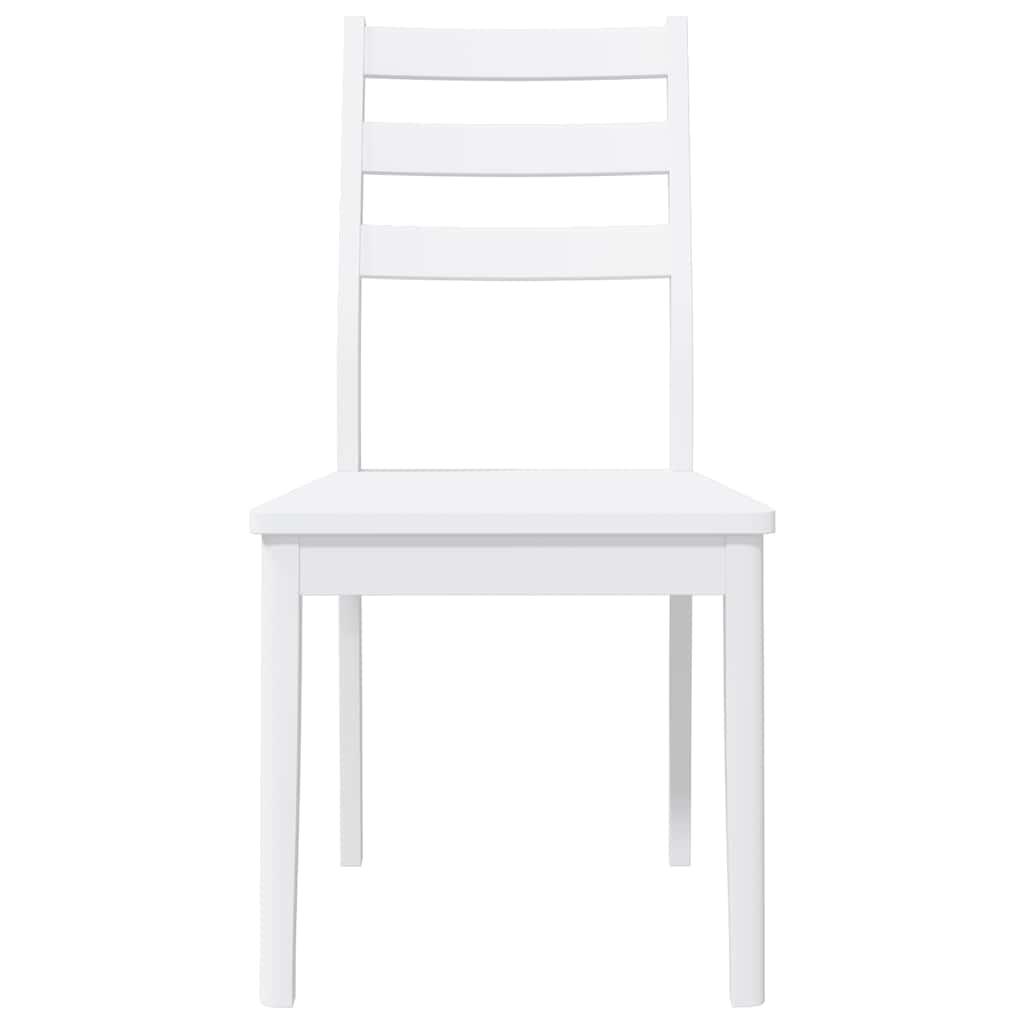 Eetkamerstoelen 2 st massief hout rubber wit
