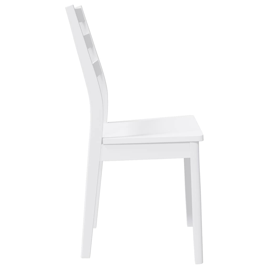 Eetkamerstoelen 2 st massief hout rubber wit