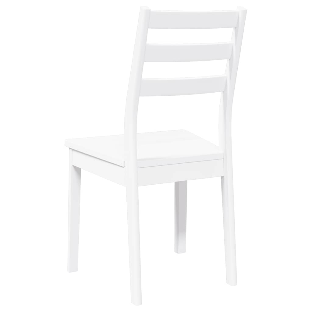 Eetkamerstoelen 2 st massief hout rubber wit