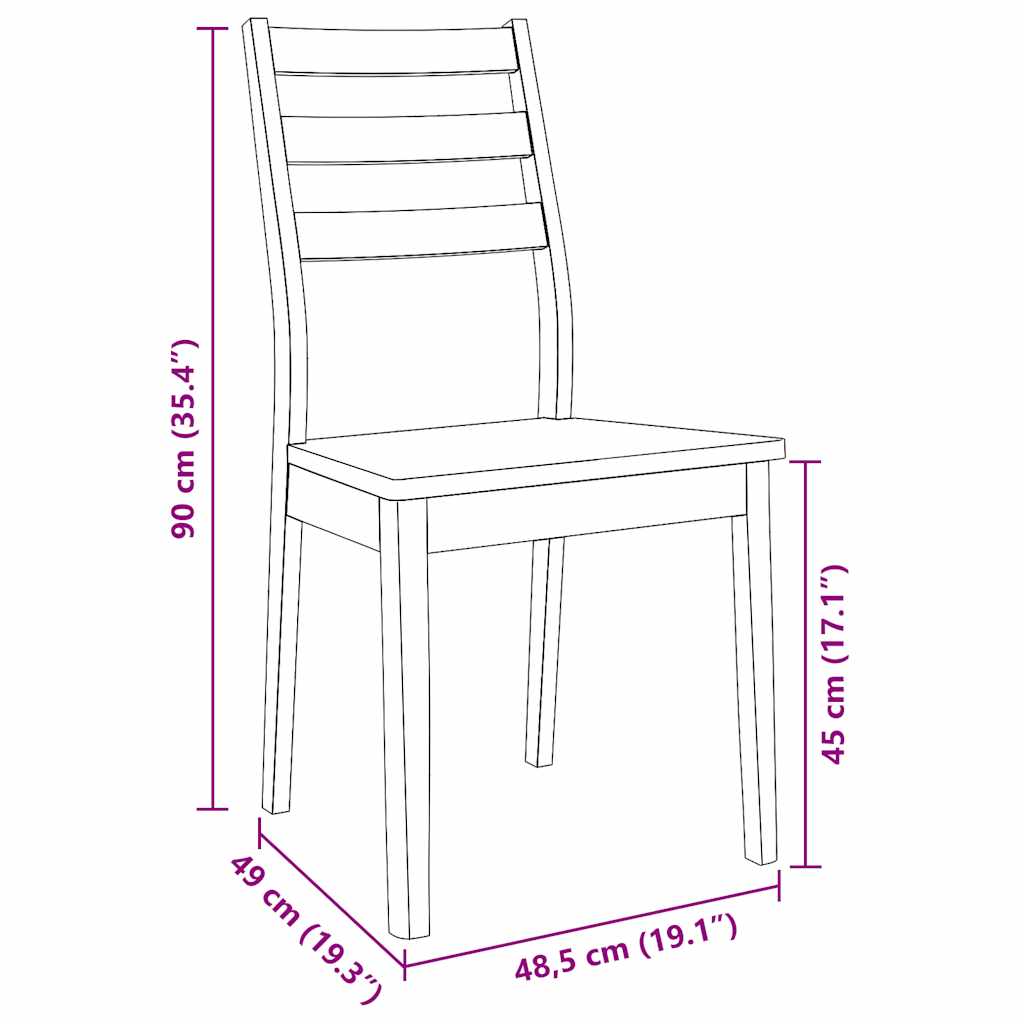 Eetkamerstoelen 2 st massief hout rubber wit