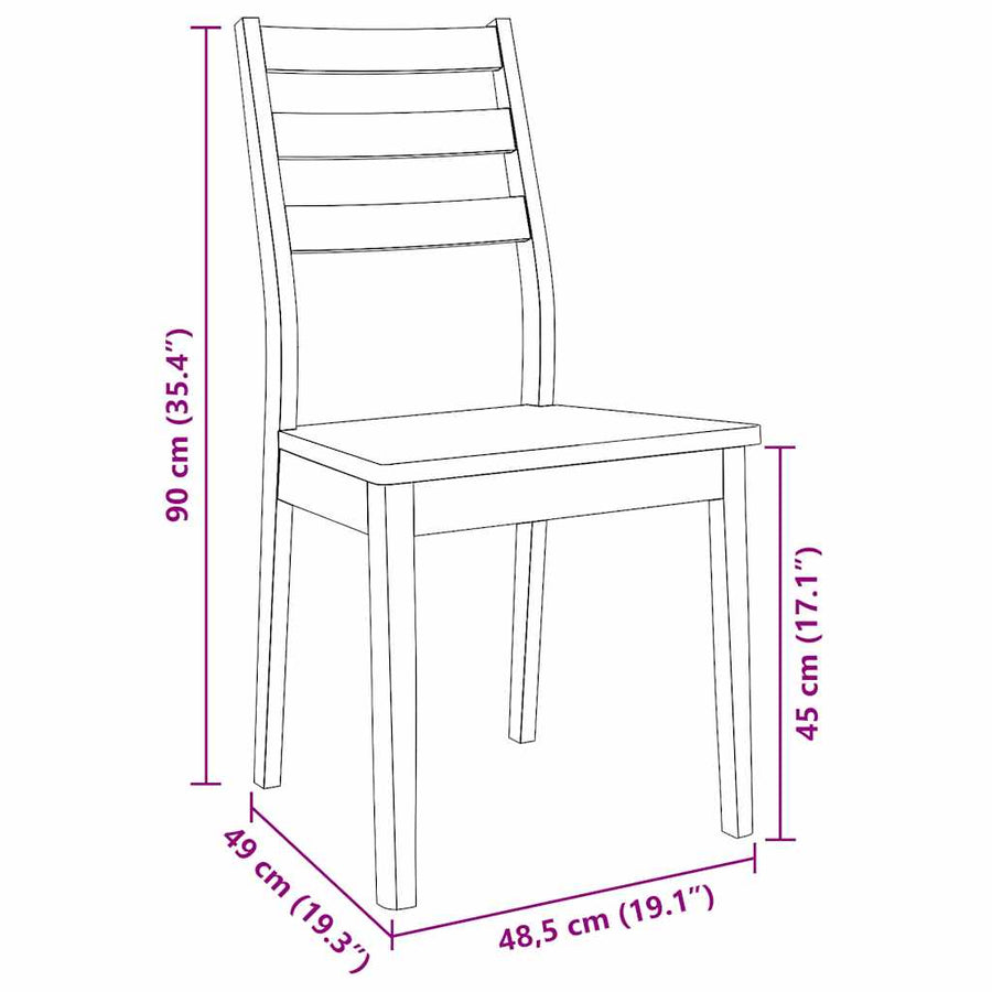 Eetkamerstoelen 2 st massief hout rubber wit
