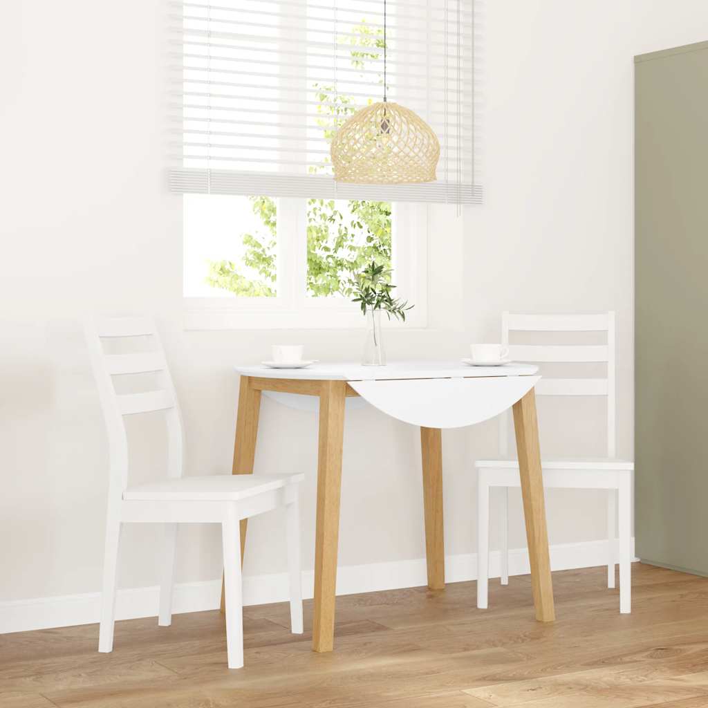 Eetkamerstoelen 2 st massief hout rubber wit