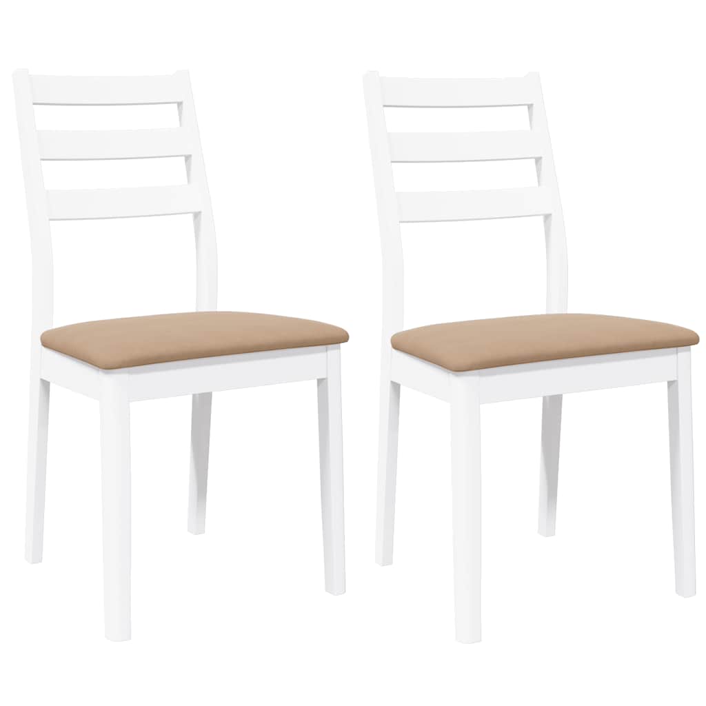Eetkamerstoelen met kussens 2 st massief hout rubber wit