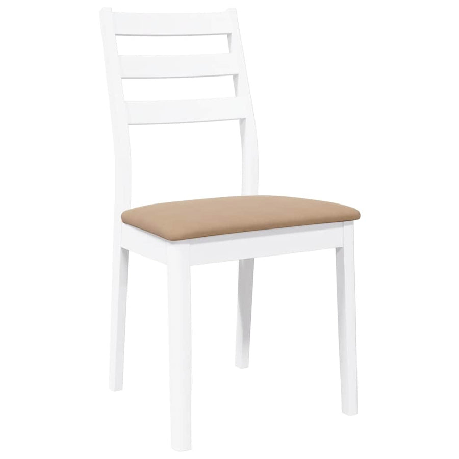 Eetkamerstoelen met kussens 2 st massief hout rubber wit