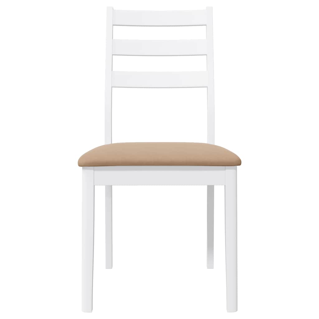 Eetkamerstoelen met kussens 2 st massief hout rubber wit
