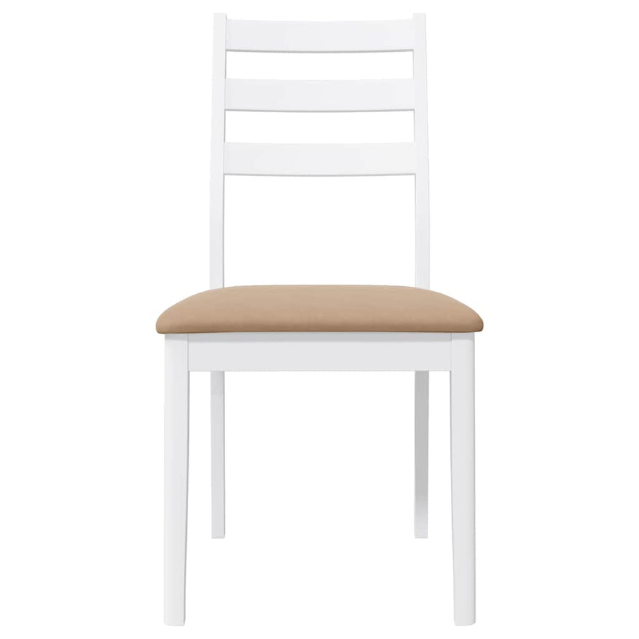 Eetkamerstoelen met kussens 2 st massief hout rubber wit