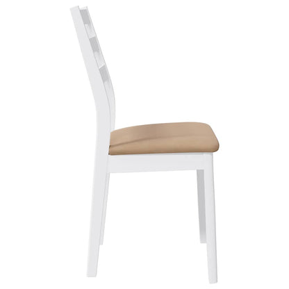 Eetkamerstoelen met kussens 2 st massief hout rubber wit