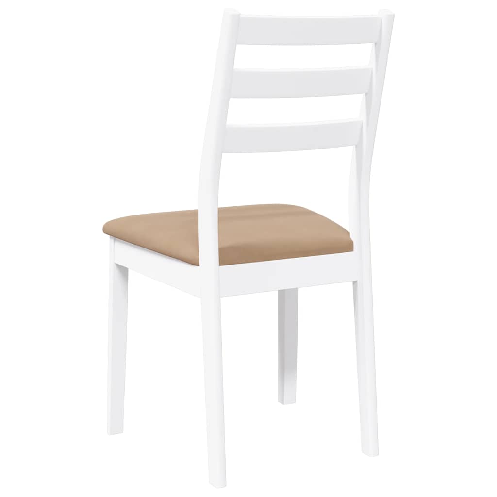 Eetkamerstoelen met kussens 2 st massief hout rubber wit
