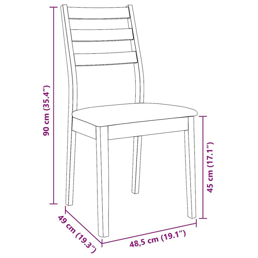 Eetkamerstoelen met kussens 2 st massief hout rubber wit