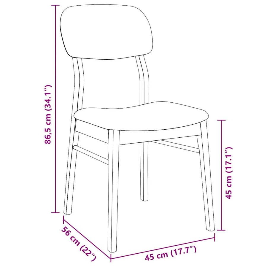 Eetkamerstoelen met kussens 2 st massief hout rubber bruin