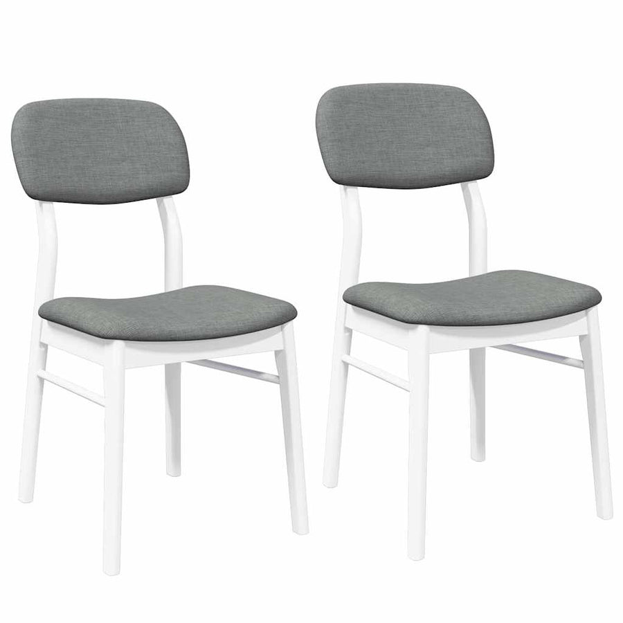 Eetkamerstoelen Met Kussens Massief Hout Rubber Wit en grijs