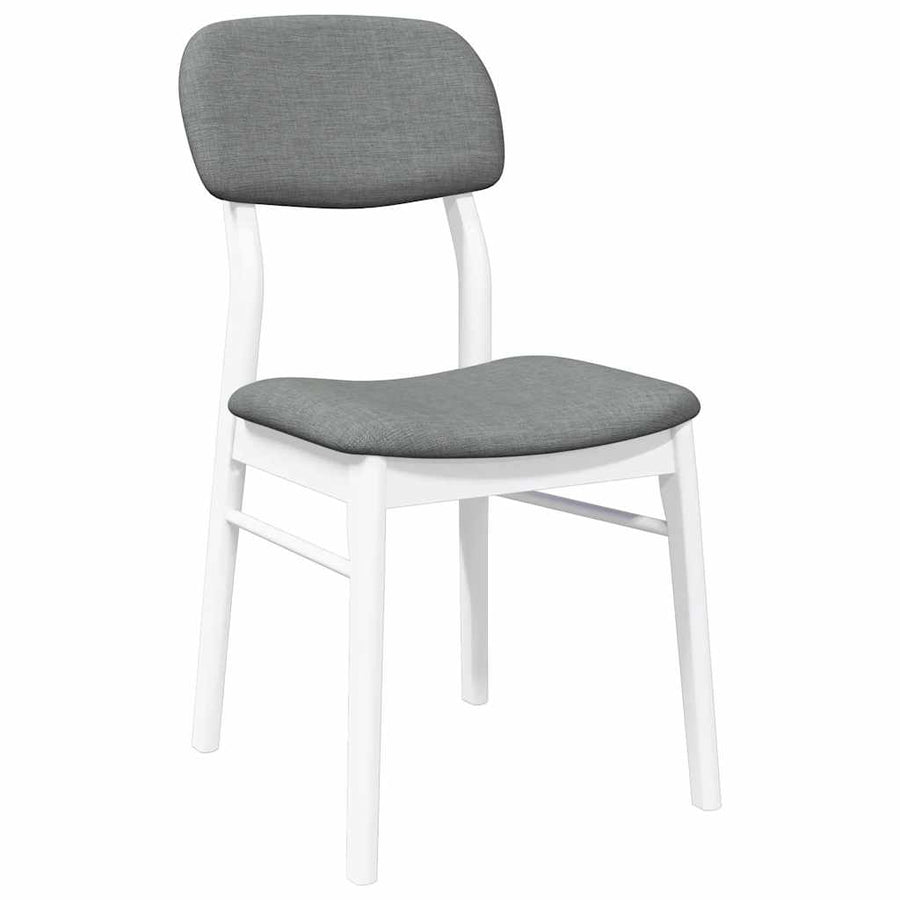 Eetkamerstoelen Met Kussens Massief Hout Rubber Wit en grijs