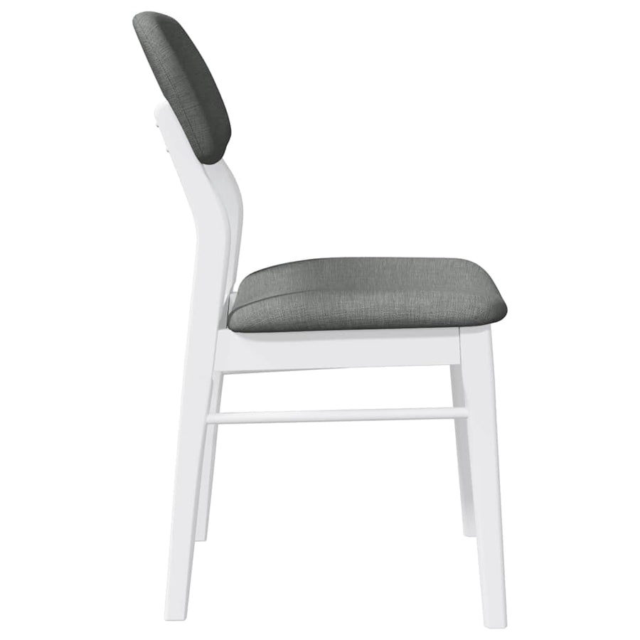 Eetkamerstoelen Met Kussens Massief Hout Rubber Wit en grijs
