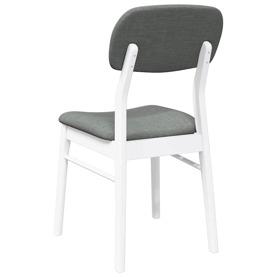 Eetkamerstoelen Met Kussens Massief Hout Rubber Wit en grijs