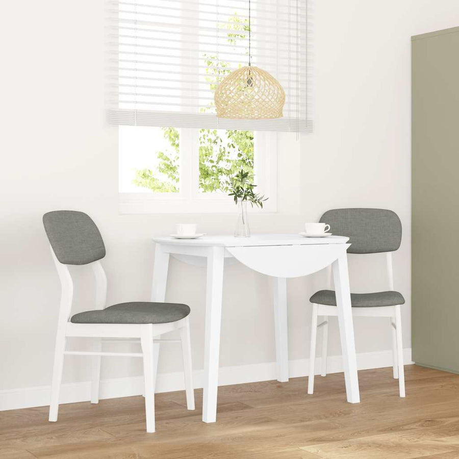 Eetkamerstoelen Met Kussens Massief Hout Rubber Wit en grijs