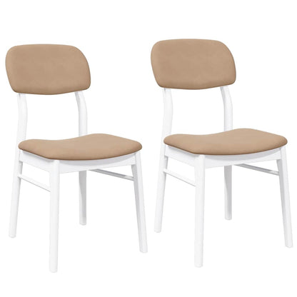 Eetkamerstoelen Met Kussens Massief Hout Rubber Wit en bruin