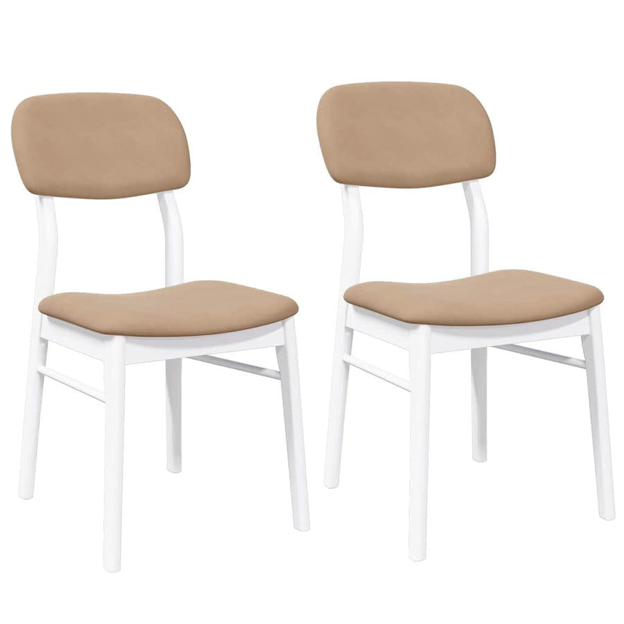 Eetkamerstoelen Met Kussens Massief Hout Rubber Wit en bruin