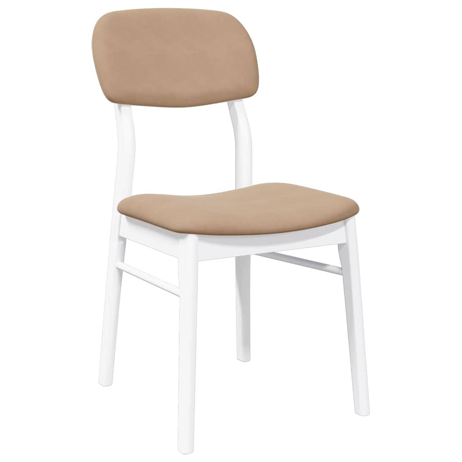 Eetkamerstoelen Met Kussens Massief Hout Rubber Wit en bruin