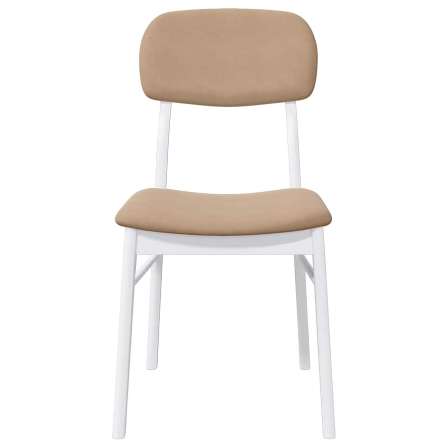 Eetkamerstoelen Met Kussens Massief Hout Rubber Wit en bruin