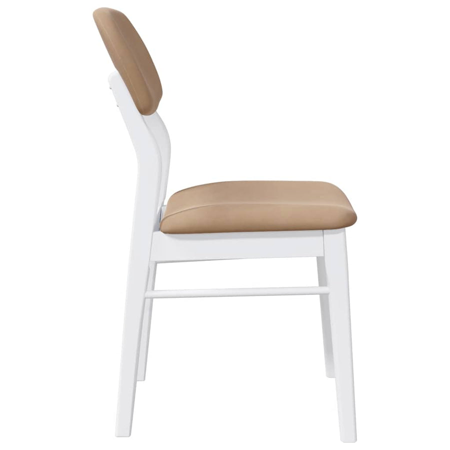 Eetkamerstoelen Met Kussens Massief Hout Rubber Wit en bruin