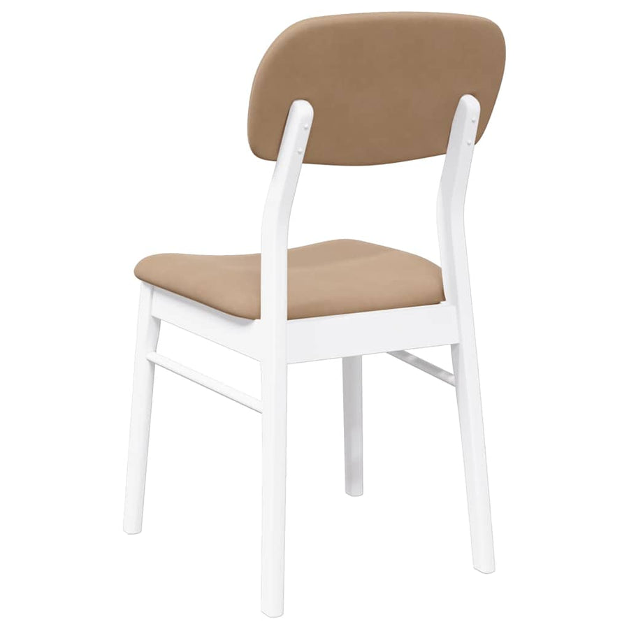 Eetkamerstoelen Met Kussens Massief Hout Rubber Wit en bruin