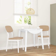 Eetkamerstoelen massief rubberhout wit bruin 2 stuks