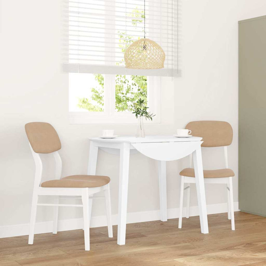 Eetkamerstoelen Met Kussens Massief Hout Rubber Wit en bruin