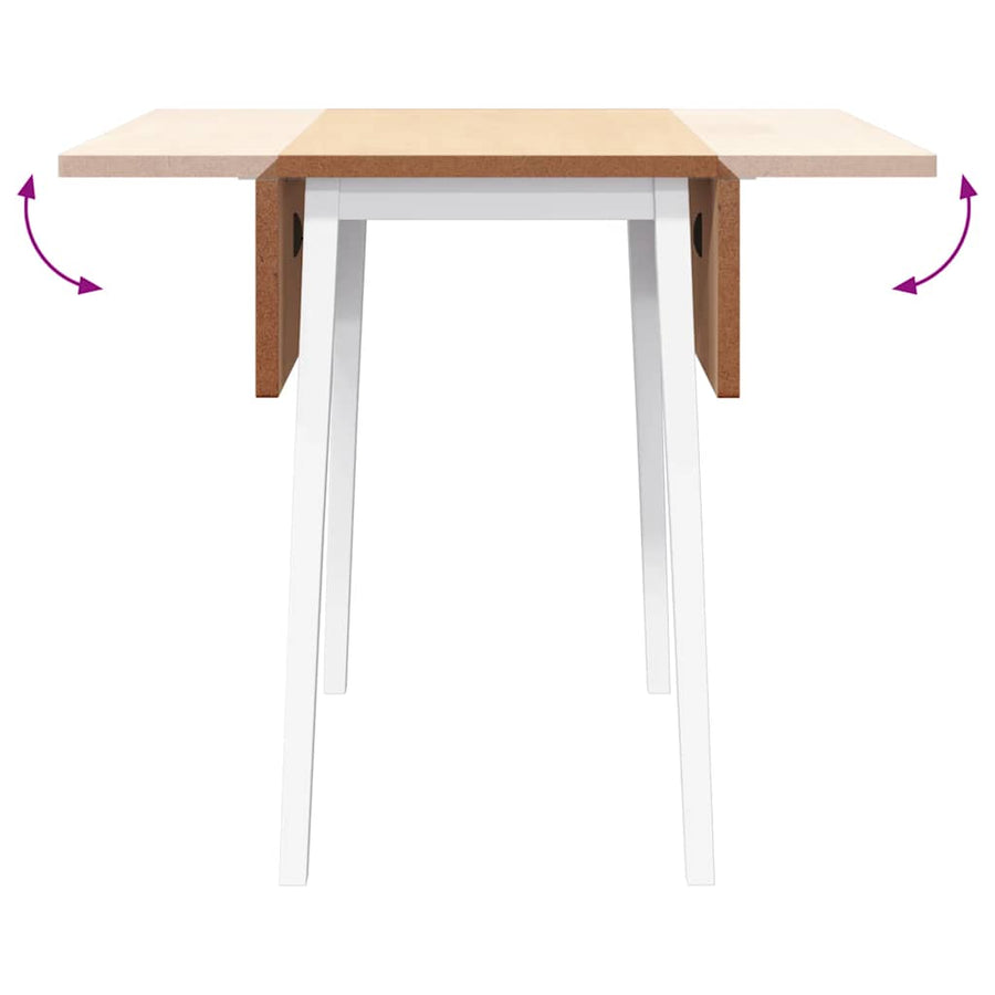 Eettafel massief hout wit rubber