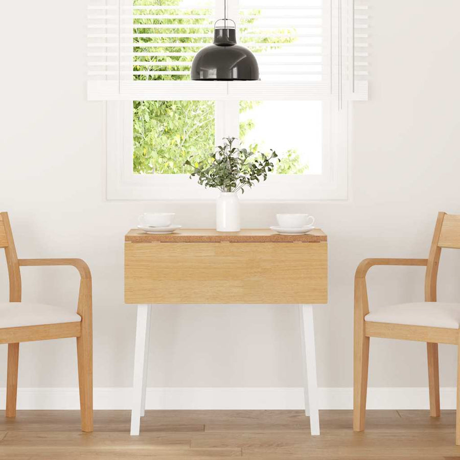 Eettafel massief hout wit rubber