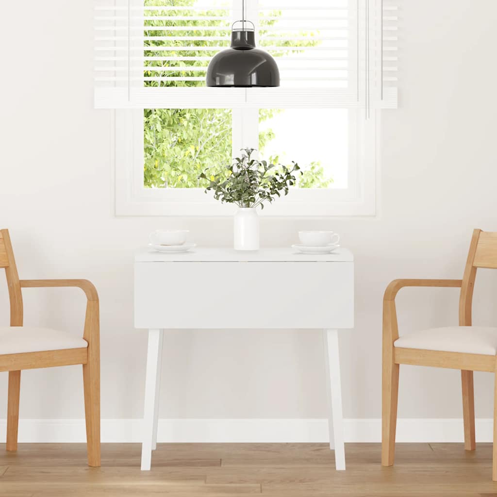 Eettafel massief hout wit rubber