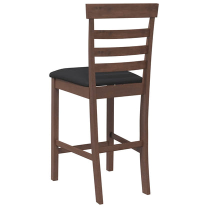 Barkrukken met kussens 2 st massief hout rubber bruin