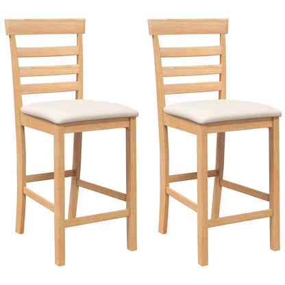 Barkrukken met kussens 2 st massief hout naturel rubber