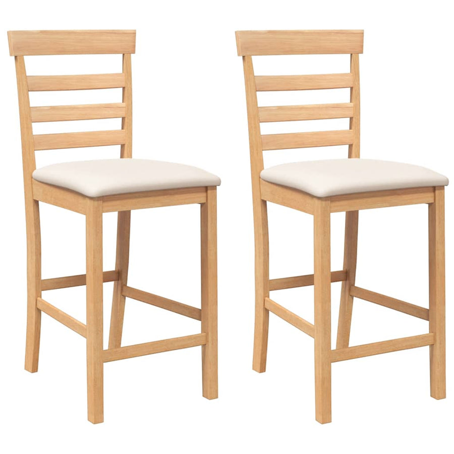 Barkrukken met kussens 2 st massief hout naturel rubber
