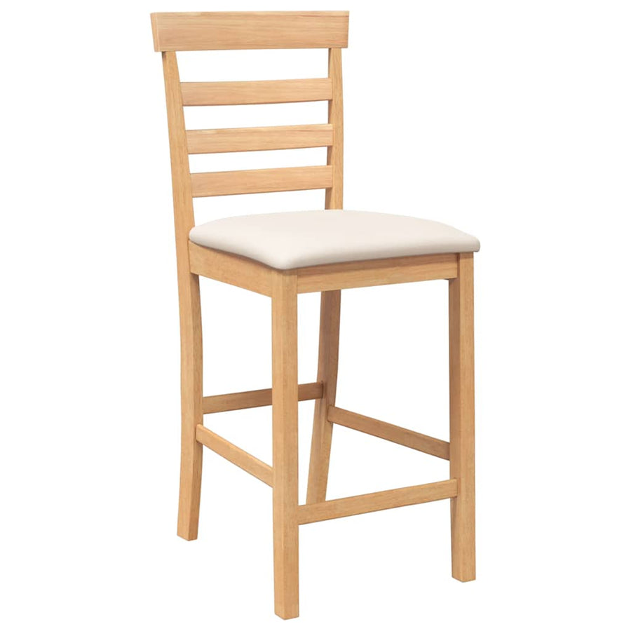 Barkrukken met kussens 2 st massief hout naturel rubber
