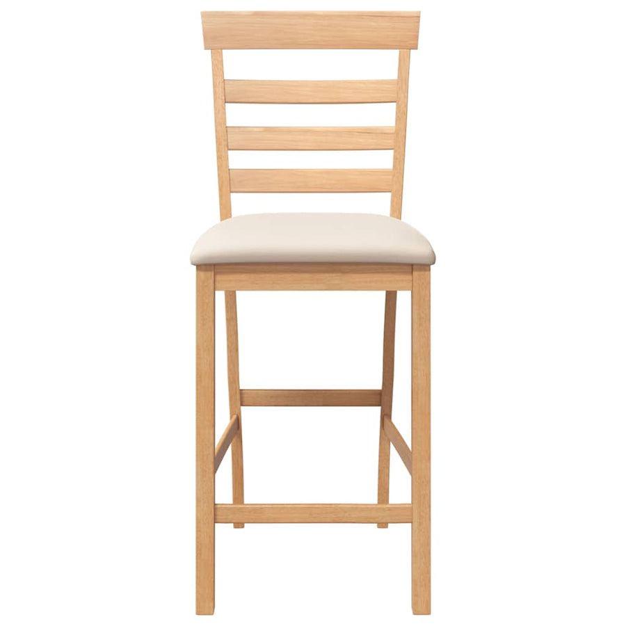 Barkrukken met kussens 2 st massief hout naturel rubber