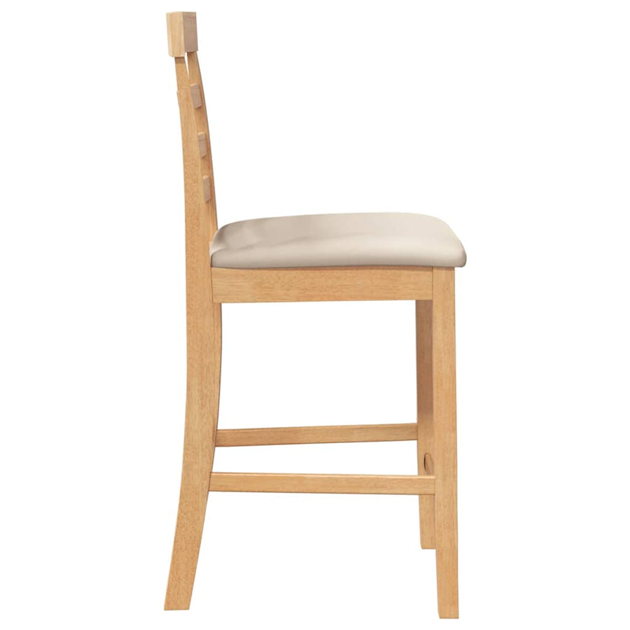 Barkrukken met kussens 2 st massief hout naturel rubber