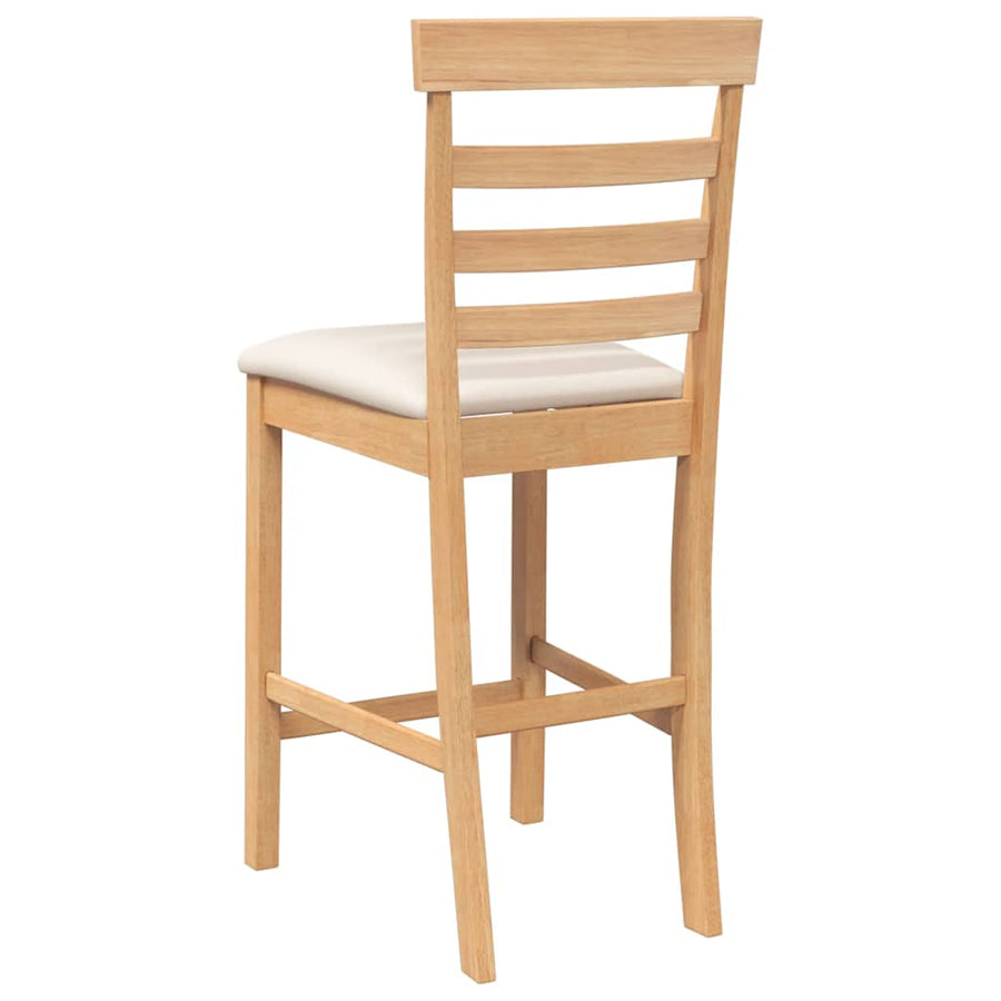 Barkrukken met kussens 2 st massief hout naturel rubber