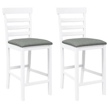 Barkrukken met kussens 2 st massief hout rubber wit