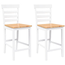 Barkrukken 2 st massief hout rubber wit