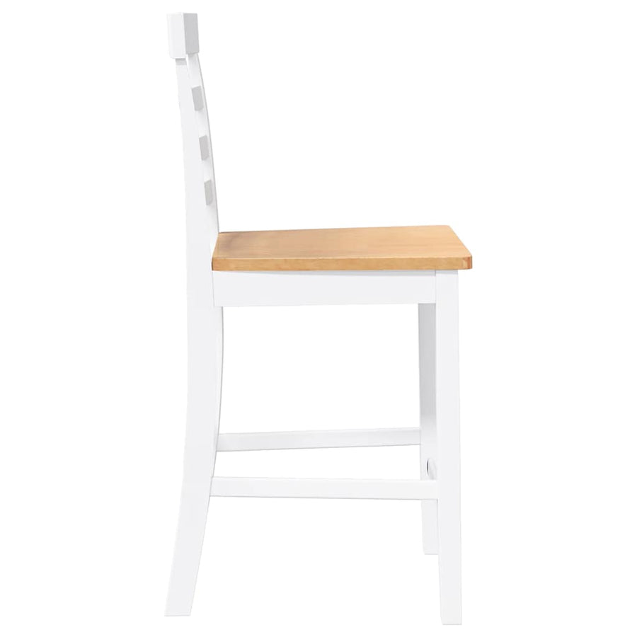 Barkrukken 2 st massief hout rubber wit
